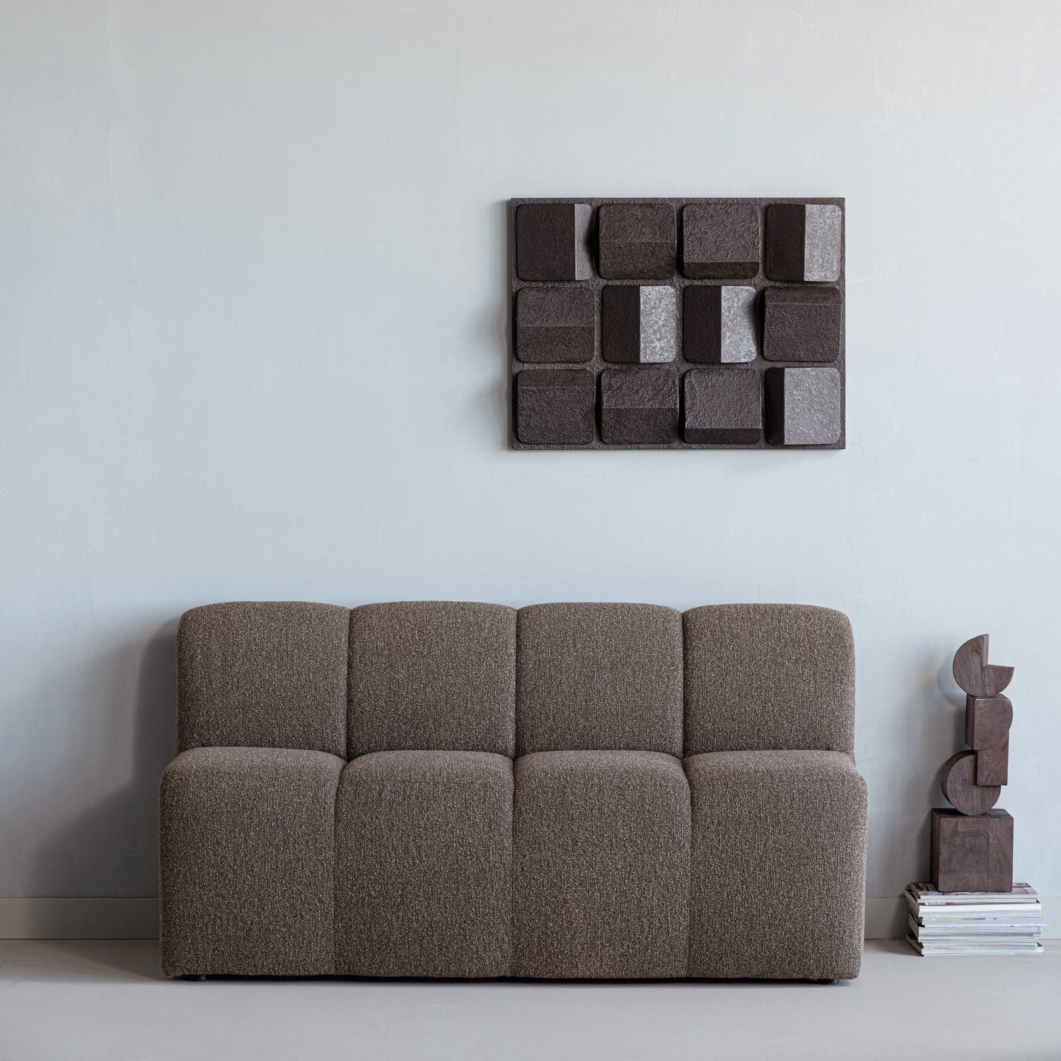 MOJO DINING BENCH 164 CM WITH BACKREST BOUCLE BROWN MELANGE