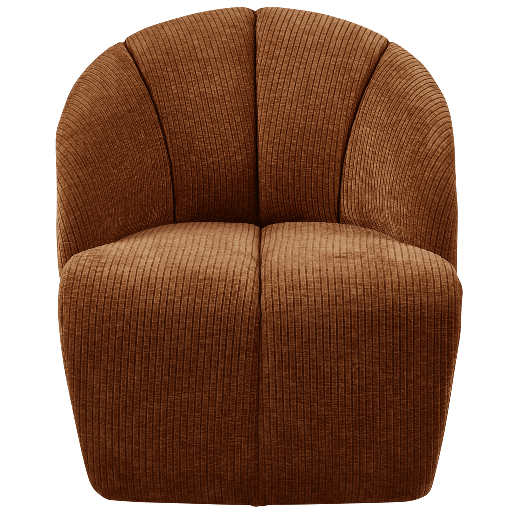 MOJO SWIVEL ARMCHAIR WOVEN RIB FABRIC RUST BROWN
