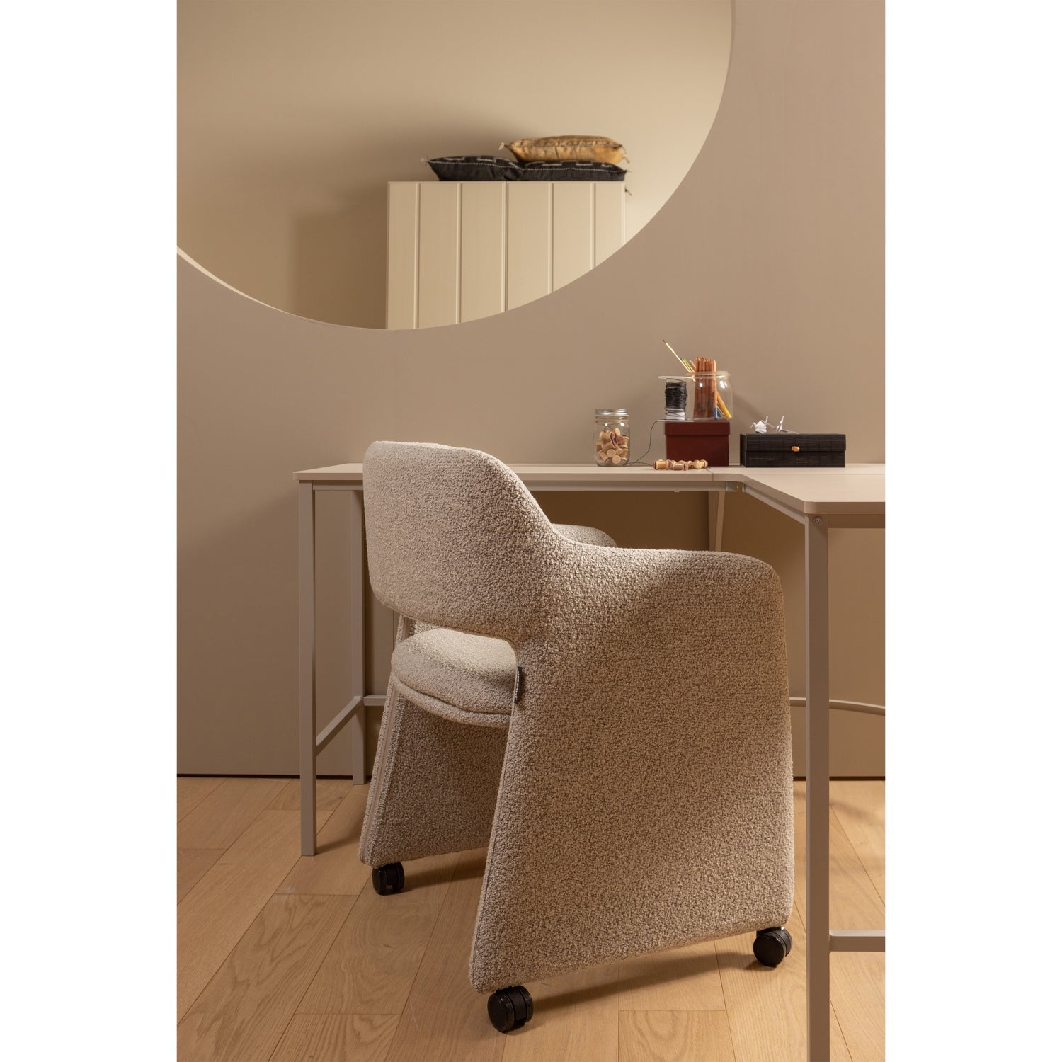 LYRIC DINING CHAIR WITH WHEELS GREIGE