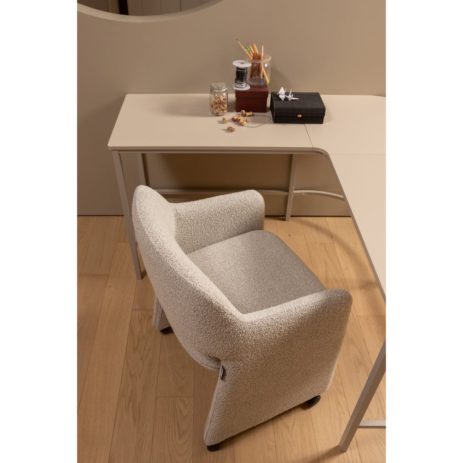 LYRIC DINING CHAIR WITH WHEELS GREIGE