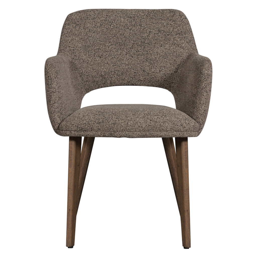 MURAT DINING CHAIR TAUPE WITH WOODEN LEG BROWN