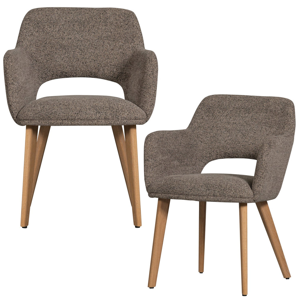 MURAT DINING CHAIR TAUPE WITH WOODEN LEG NATURAL