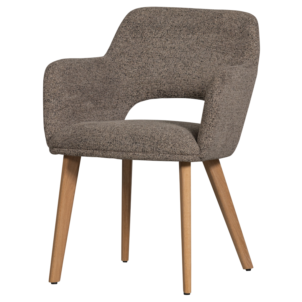 MURAT DINING CHAIR TAUPE WITH WOODEN LEG NATURAL