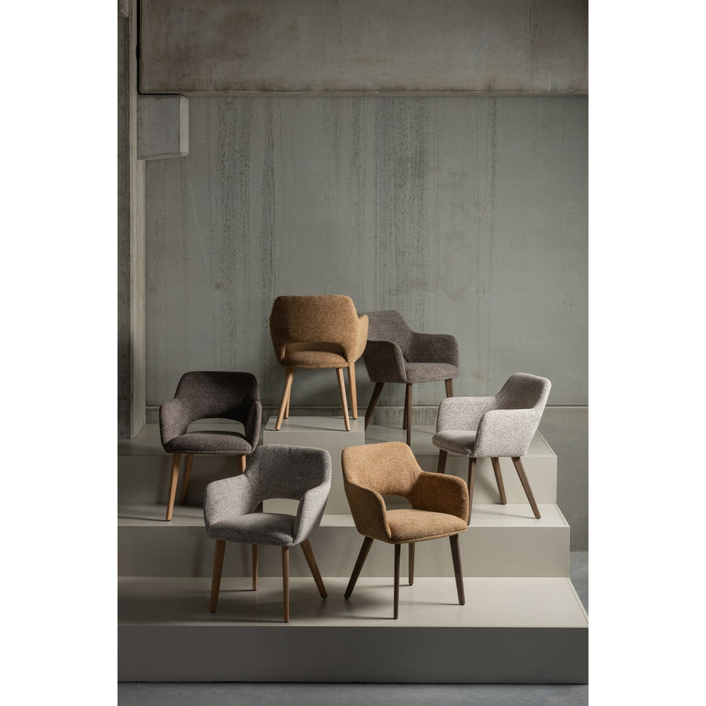 MURAT DINING CHAIR YELLOW WITH WOODEN LEG BROWN