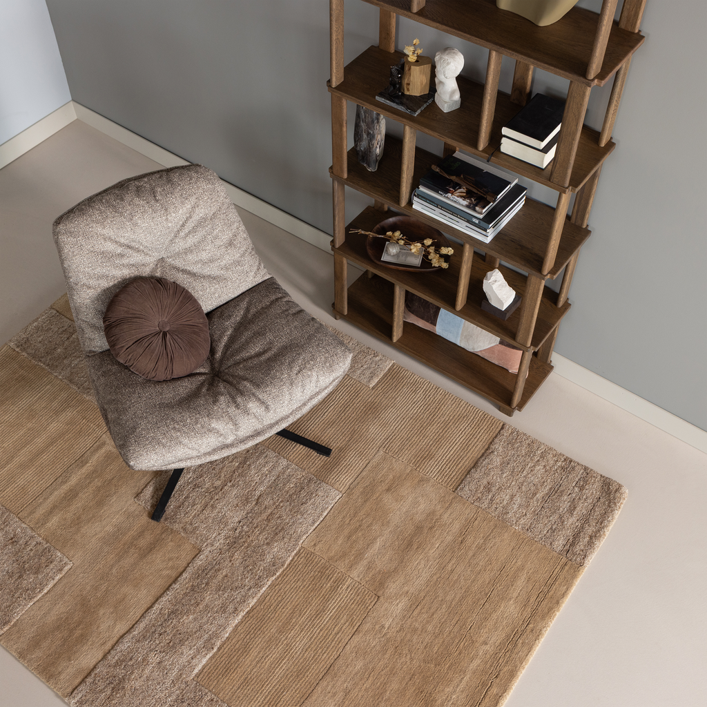 ARVE SWIVEL ARMCHAIR PRINTED FABRIC NATURAL MELANGE