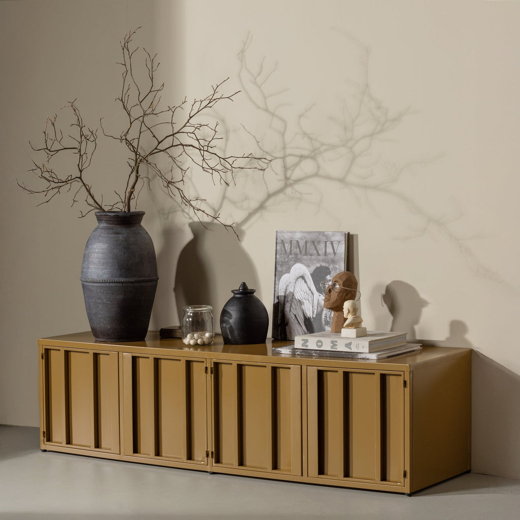 LEVEL TV STAND METAL HONEY YELLOW 44x160CM