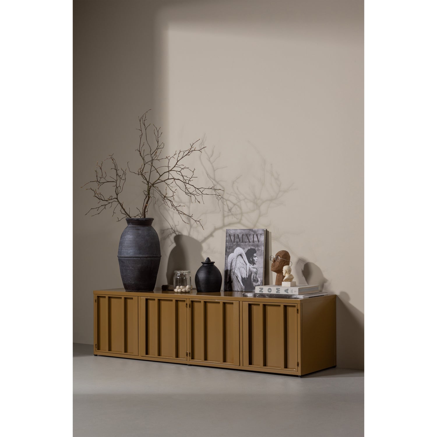 LEVEL TV STAND METAL HONEY YELLOW 44x160CM
