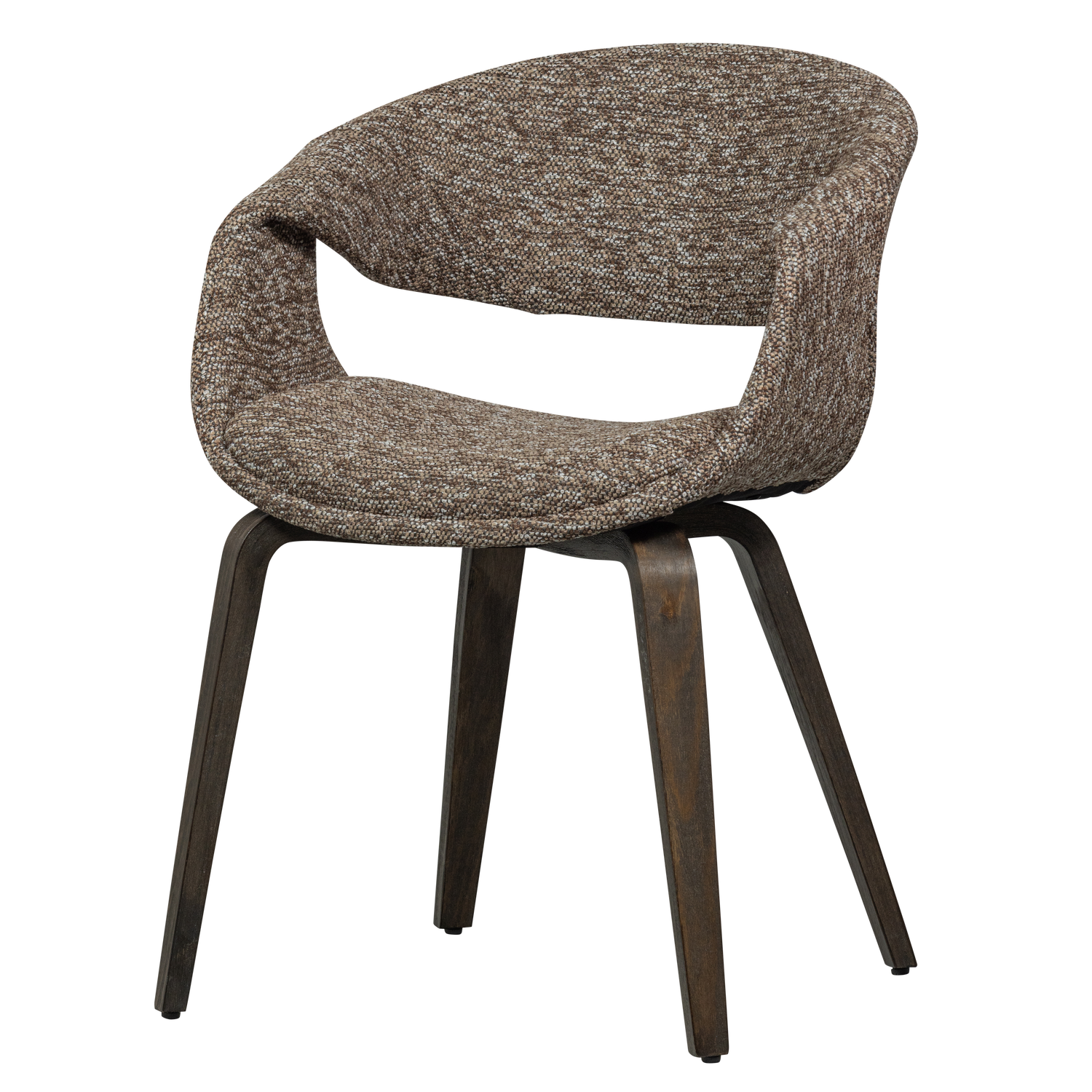 YOSSI DINING CHAIR BROWN WITH WOODEN LEG DARK BROWN