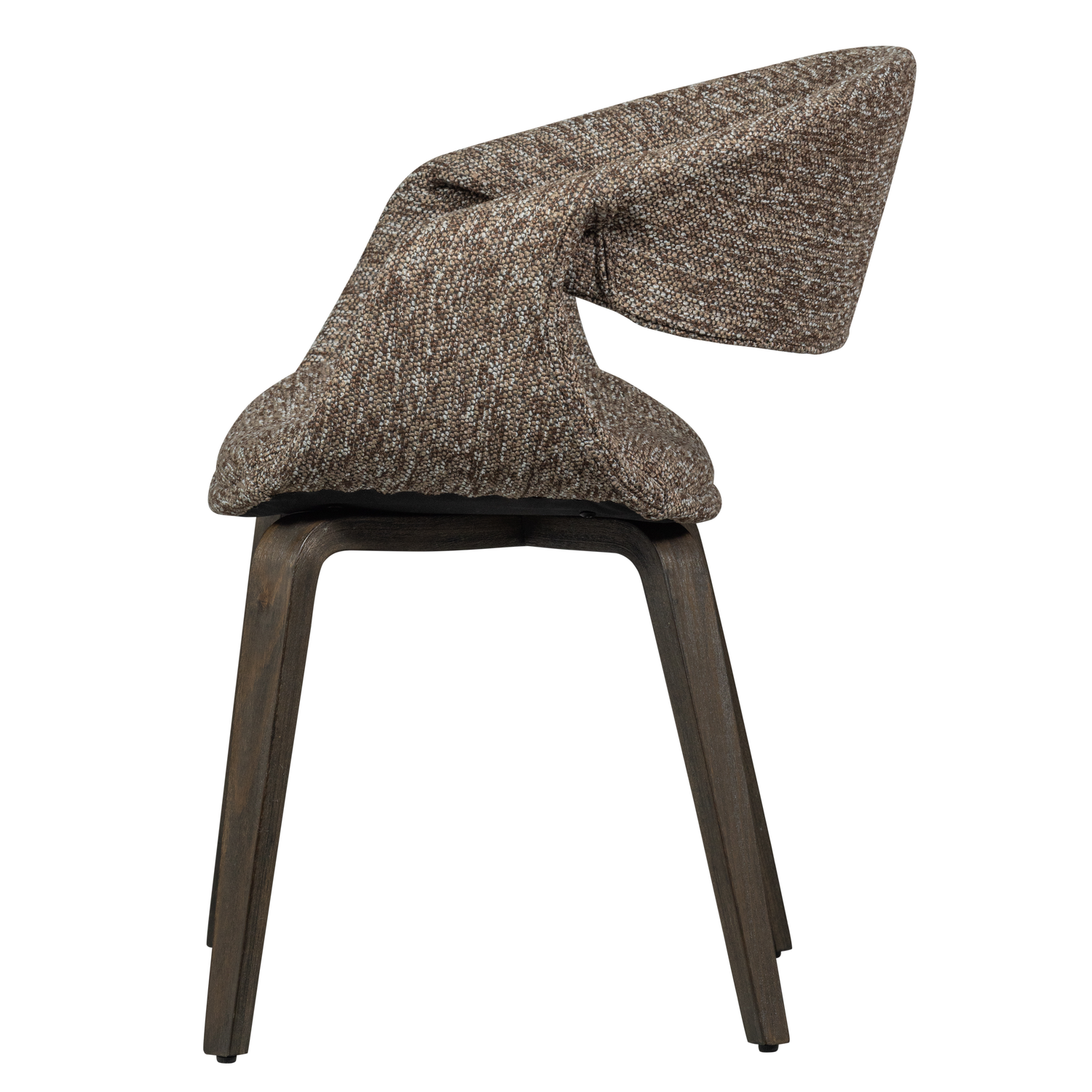 YOSSI DINING CHAIR BROWN WITH WOODEN LEG DARK BROWN