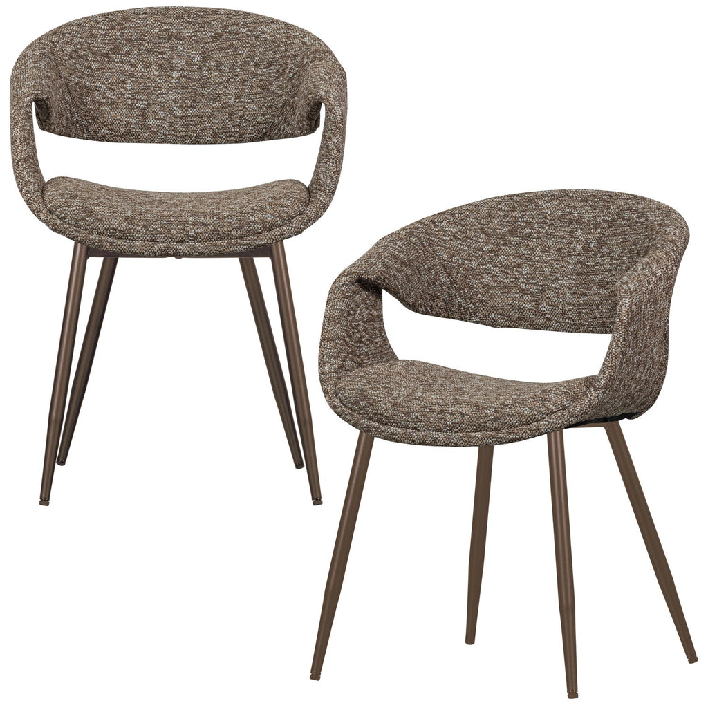 YOSSI DINING CHAIR BROWN WITH METAL LEG COPPER