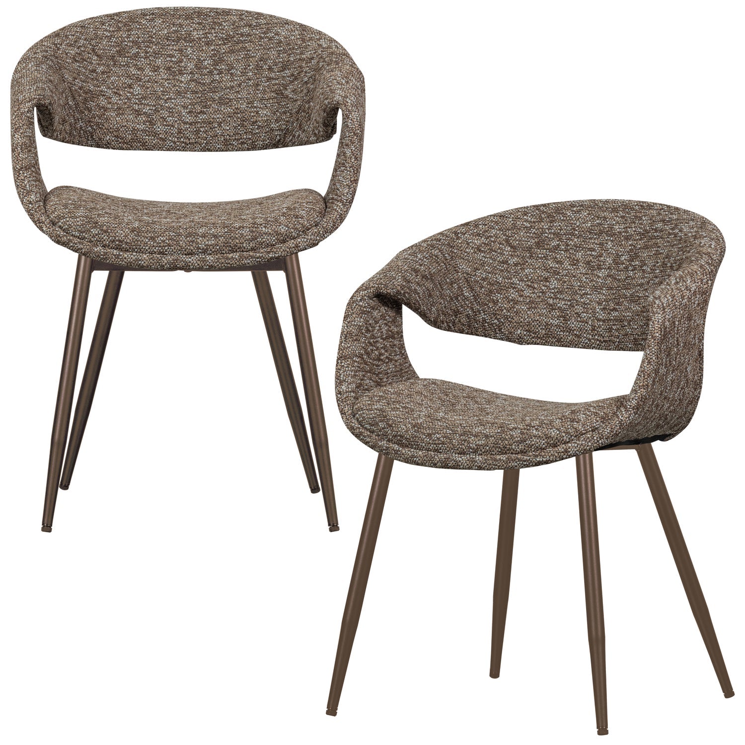 YOSSI DINING CHAIR BROWN WITH METAL LEG COPPER