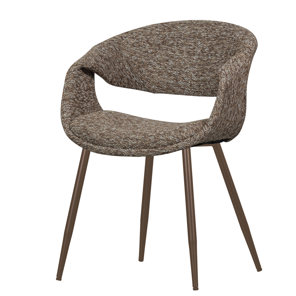 YOSSI DINING CHAIR BROWN WITH METAL LEG COPPER
