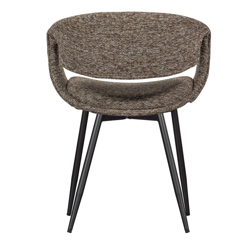 YOSSI DINING CHAIR BROWN WITH METAL LEG BLACK