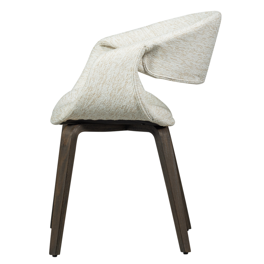 YOSSI DINING CHAIR NATURAL WITH WOODEN LEG DARK BROWN