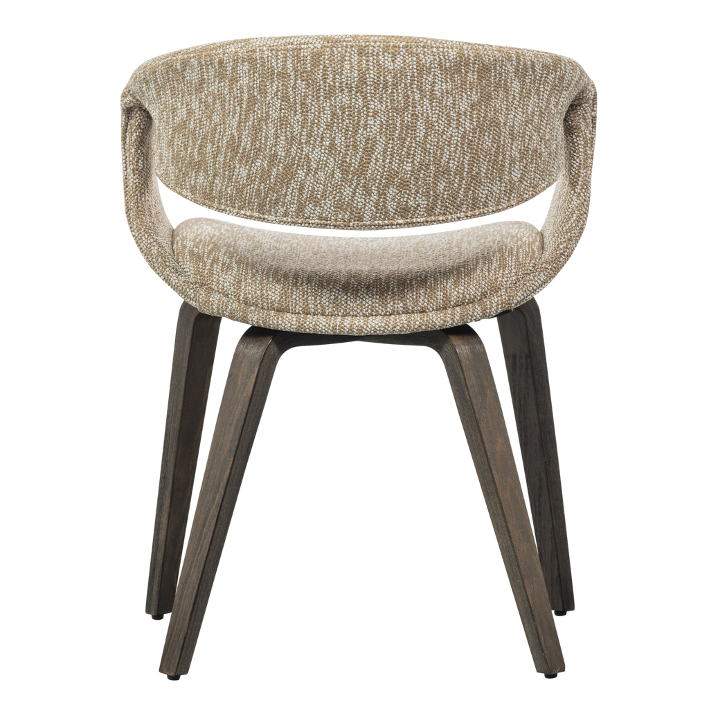 YOSSI DINING CHAIR SAND WITH WOODEN LEG DARK BROWN
