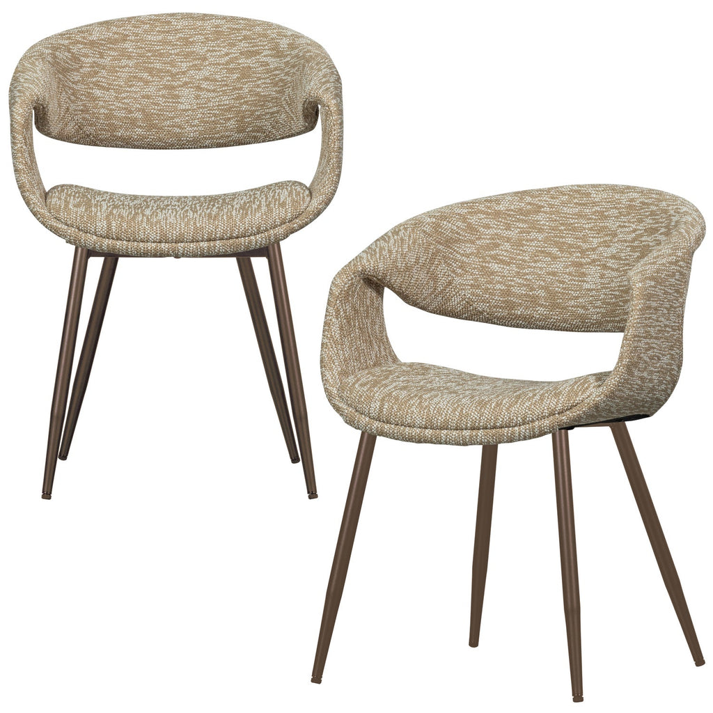 YOSSI DINING CHAIR SAND WITH METAL LEG COPPER