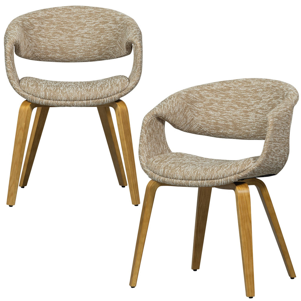 YOSSI DINING CHAIR SAND WITH WOODEN LEG NATURAL