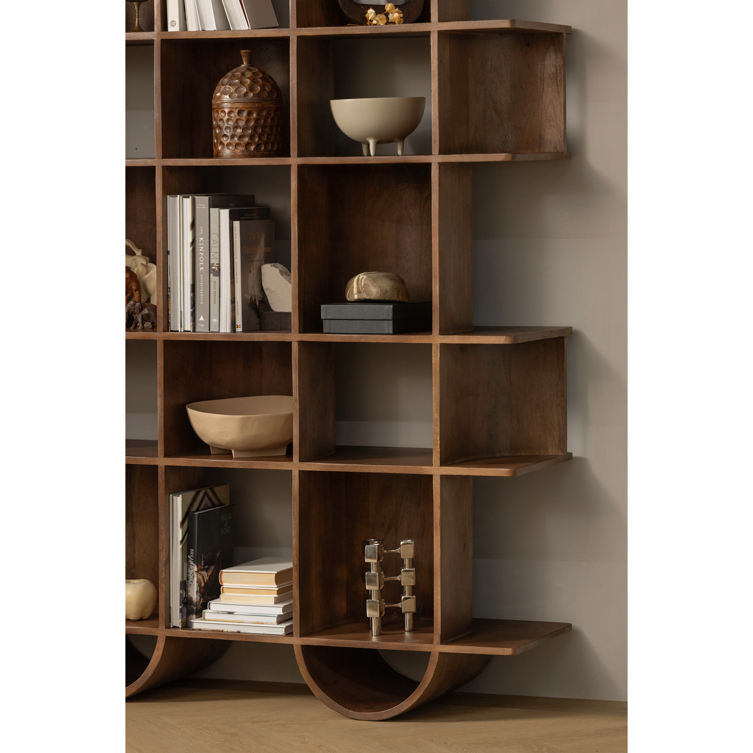 SINNE BOOKSHELF MANGO WOOD WALNUT 180x130CM