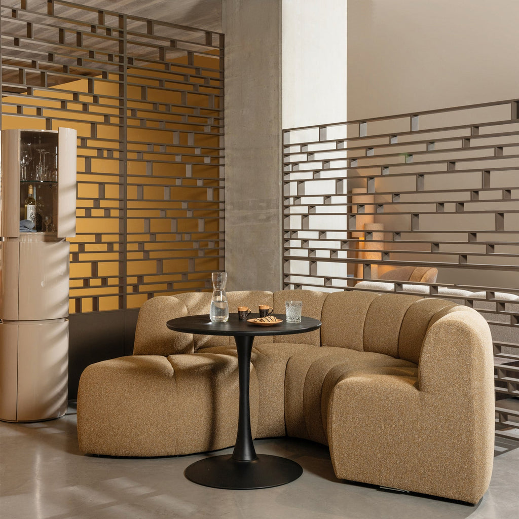 MOJO DINING BENCH CORNER BACKREST BOUCLE YELLOWBROWN MELANGE