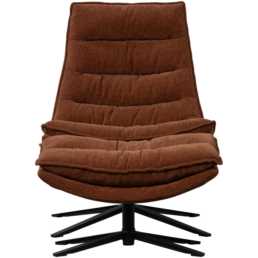 KUBE SWIVEL ARMCHAIR WITH HOCKER BROWN