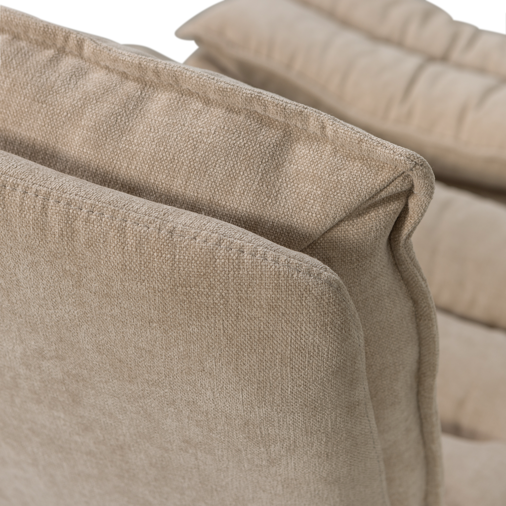 KUBE SWIVEL ARMCHAIR WITH HOCKER NATURAL