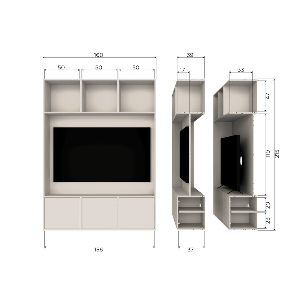 MEGGY TV STORAGE CABINET 160 CM PINE DUST [fsc]
