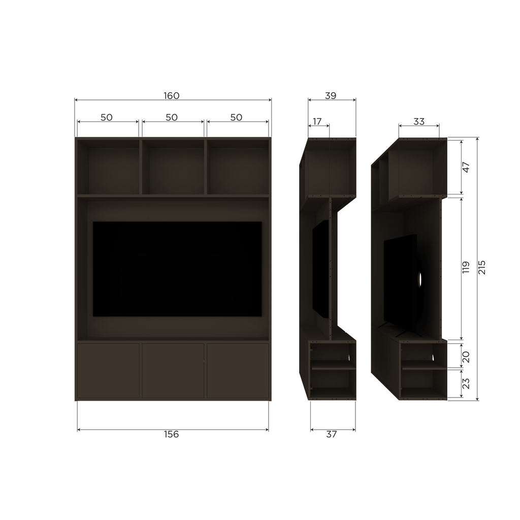 MEGGY TV STORAGE CABINET 160 CM PINE MID BROWN [fsc]