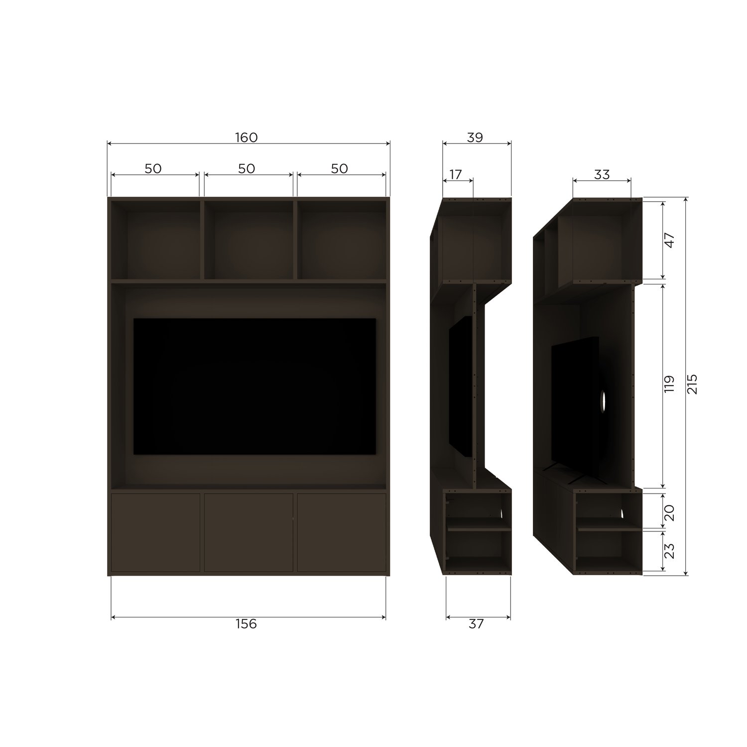 MEGGY TV STORAGE CABINET 160 CM PINE MID BROWN [fsc]