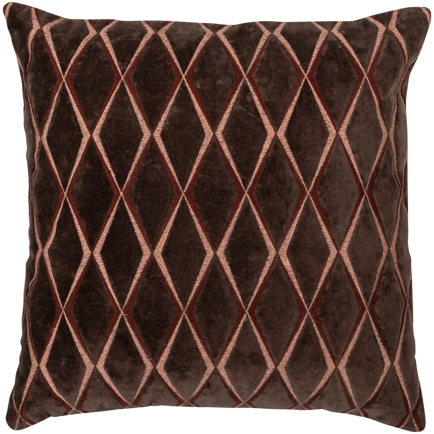 AZIZ CUSHIONS VELVET BROWN/NATURAL - SET OF 3