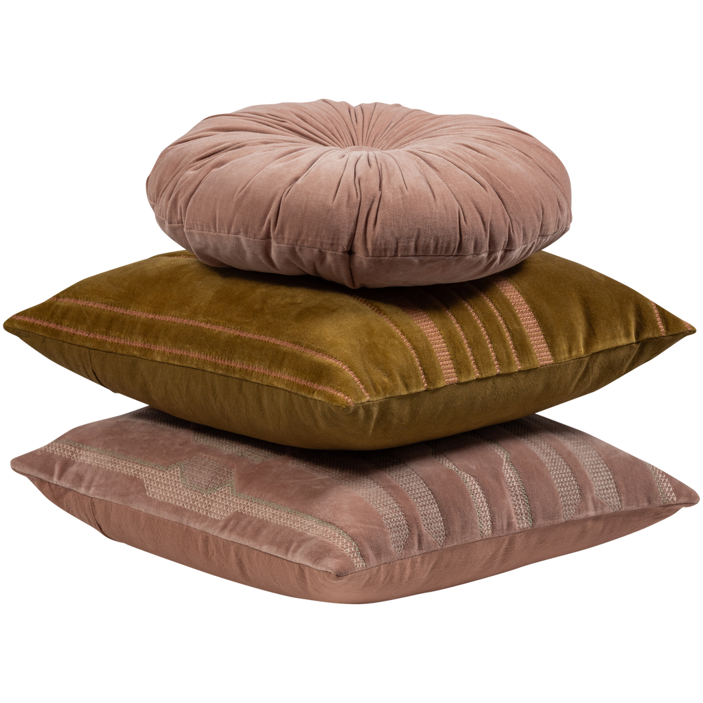 FEIS CUSHIONS VELVET PINK/NATURAL - SET OF 3