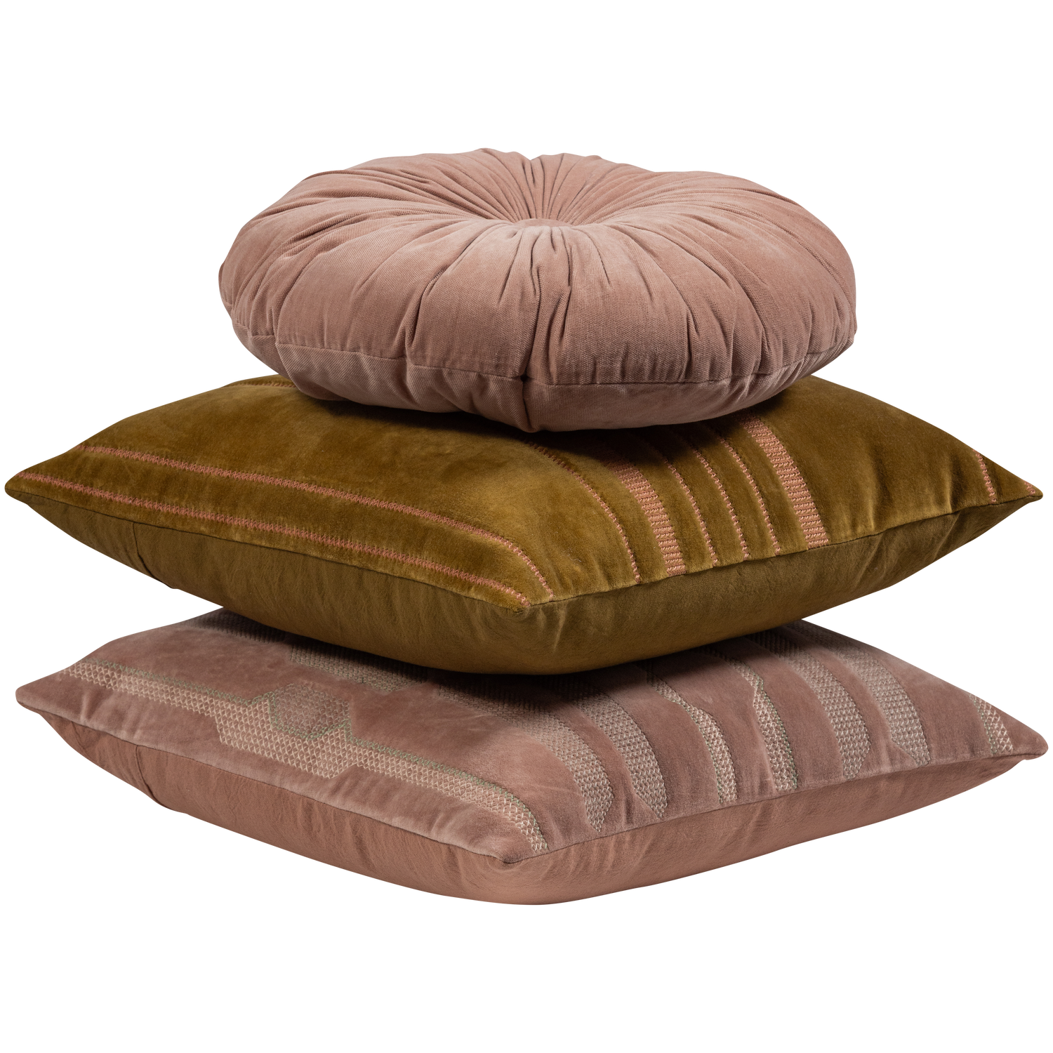 FEIS CUSHIONS VELVET PINK/NATURAL - SET OF 3