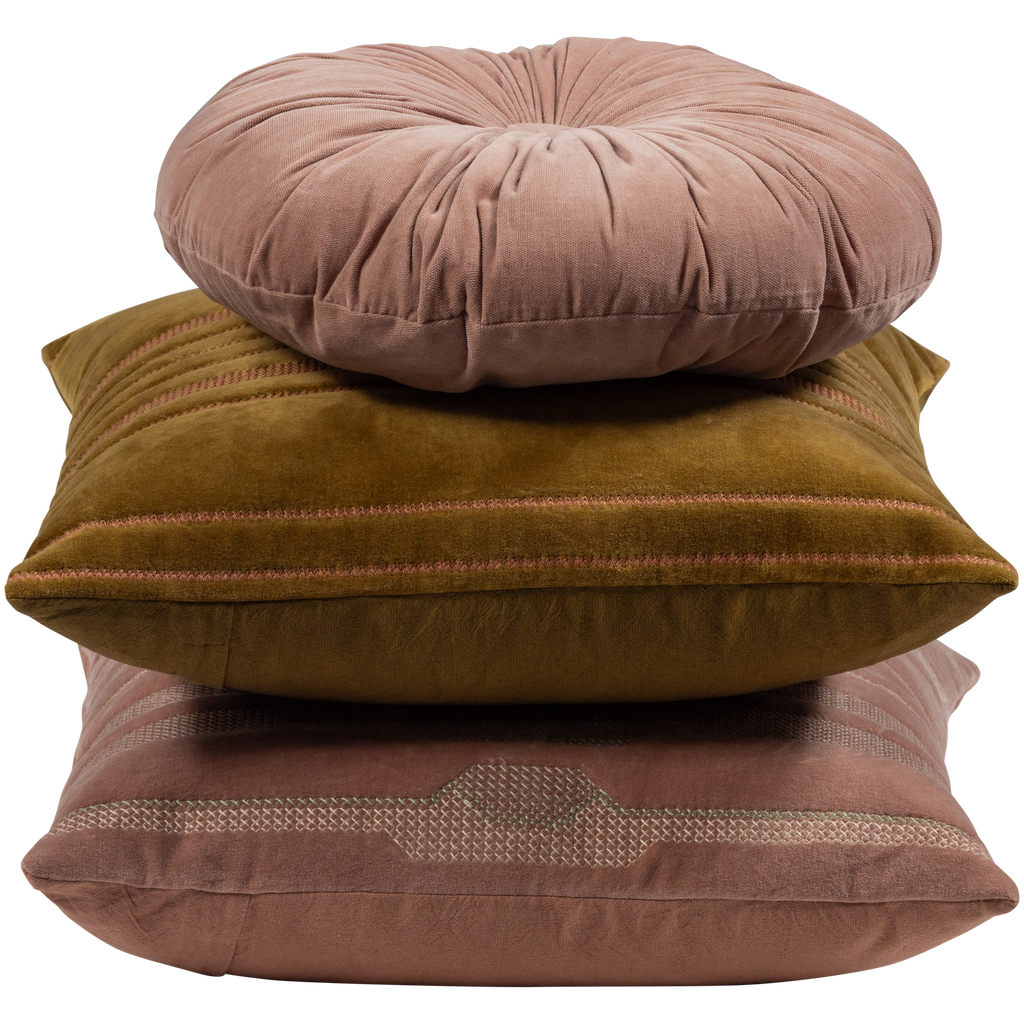 FEIS CUSHIONS VELVET PINK/NATURAL - SET OF 3