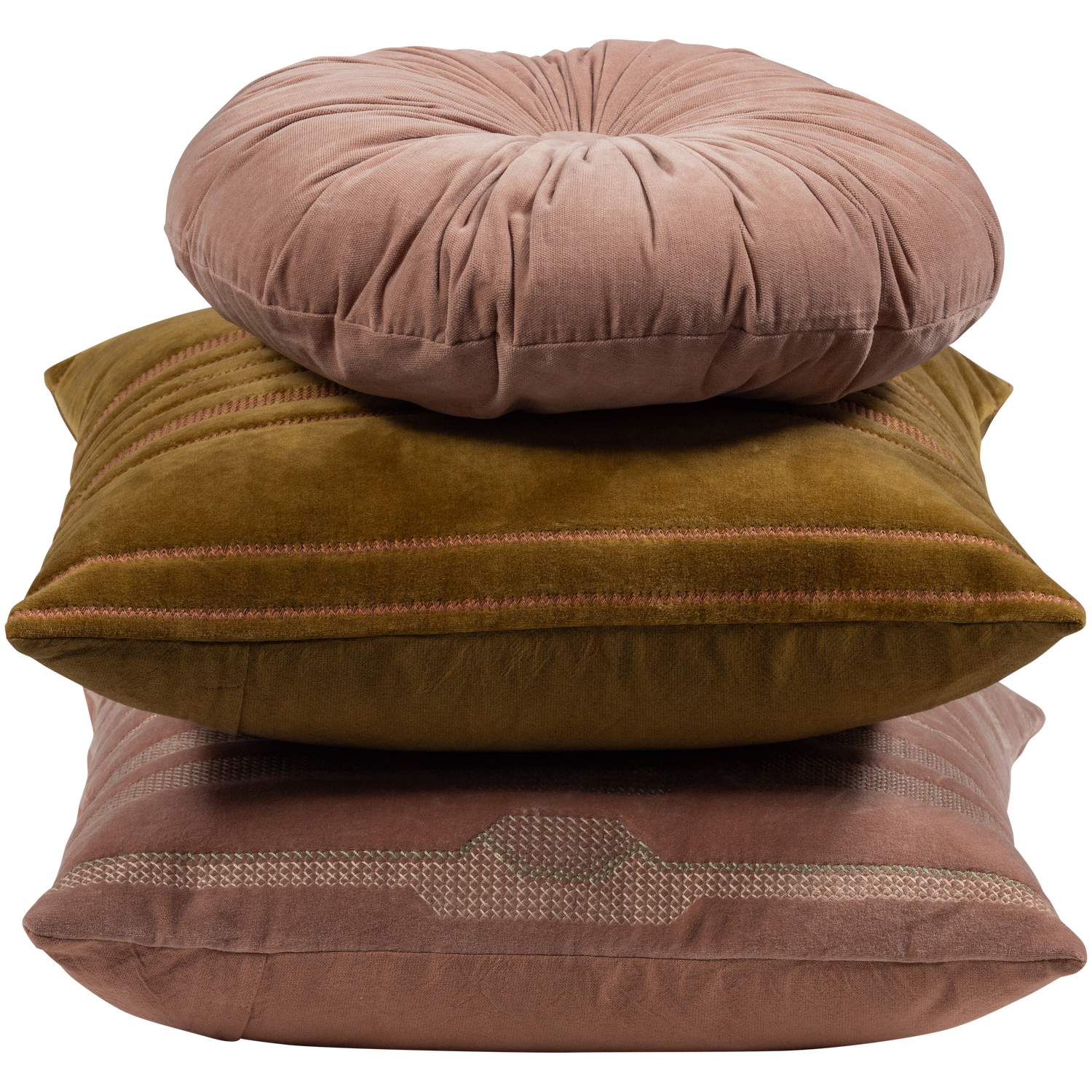 FEIS CUSHIONS VELVET PINK/NATURAL - SET OF 3