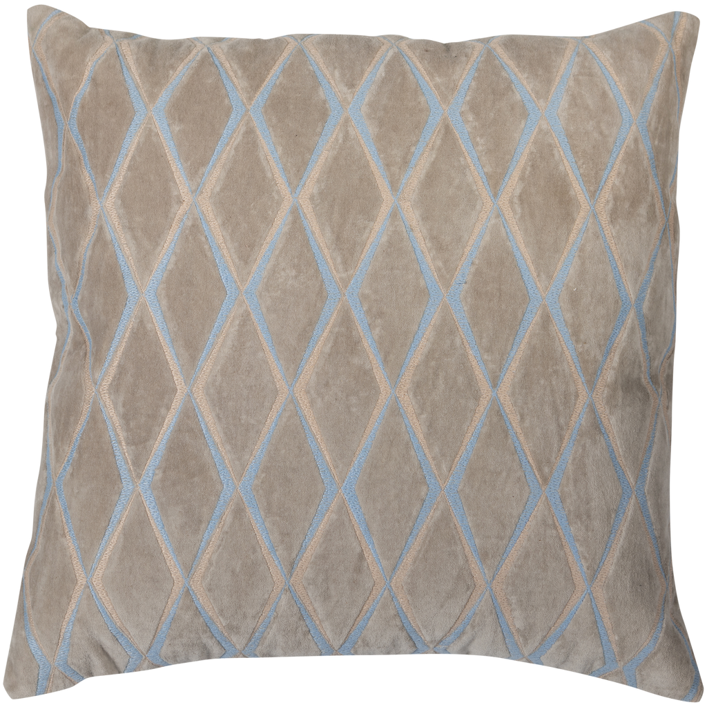 LAON CUSHIONS VELVET NATURAL/BLUE - SET OF 3