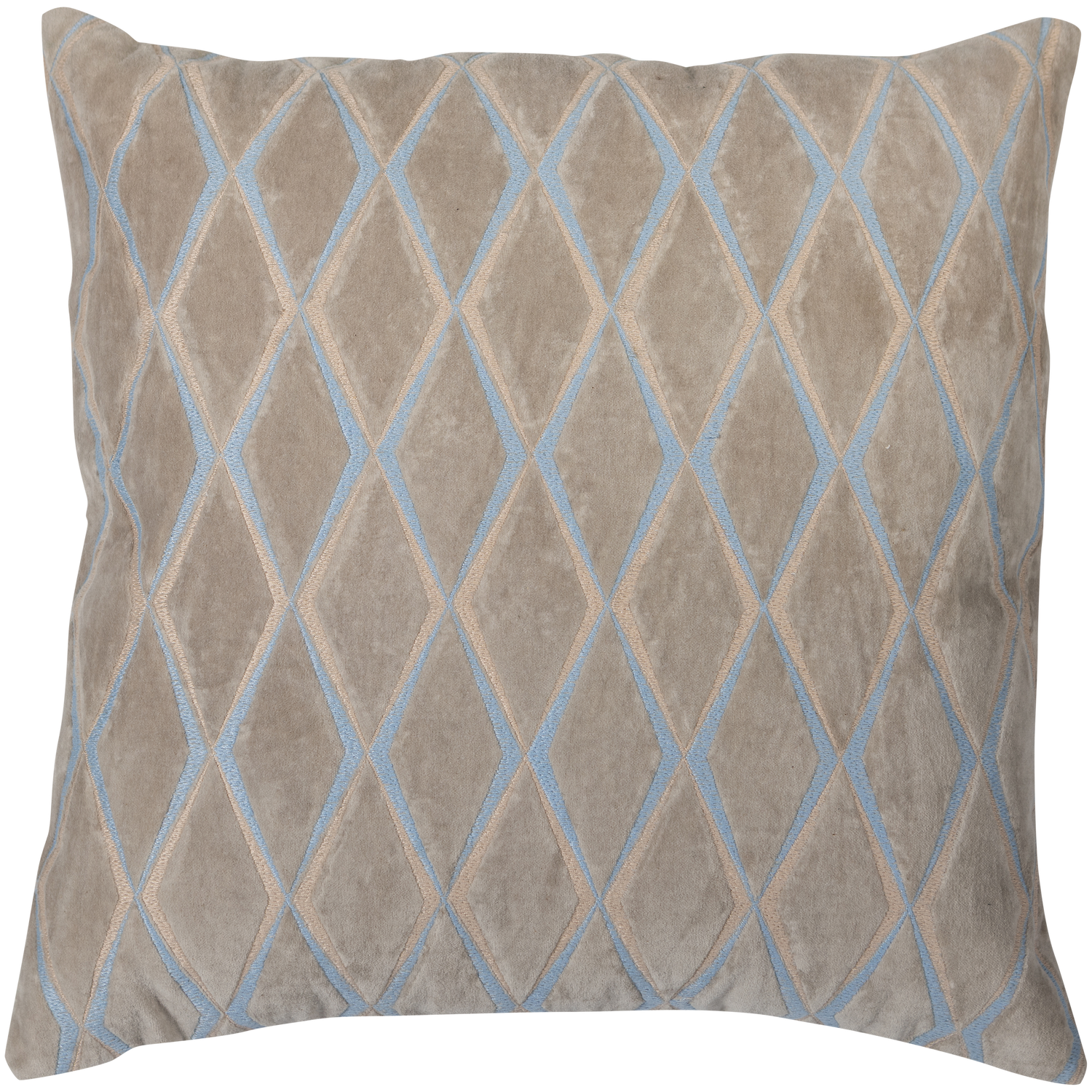 LAON CUSHIONS VELVET NATURAL/BLUE - SET OF 3