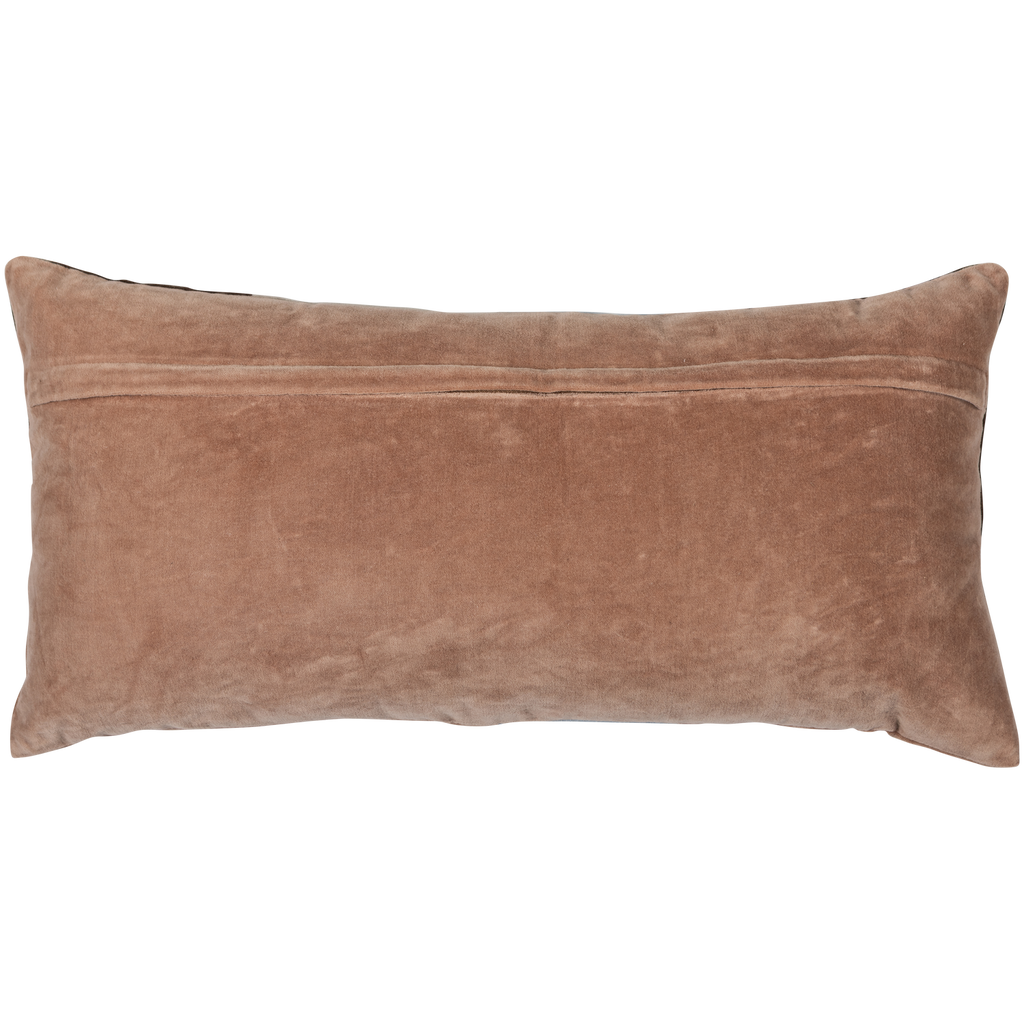 LAON CUSHIONS VELVET NATURAL/BLUE - SET OF 3