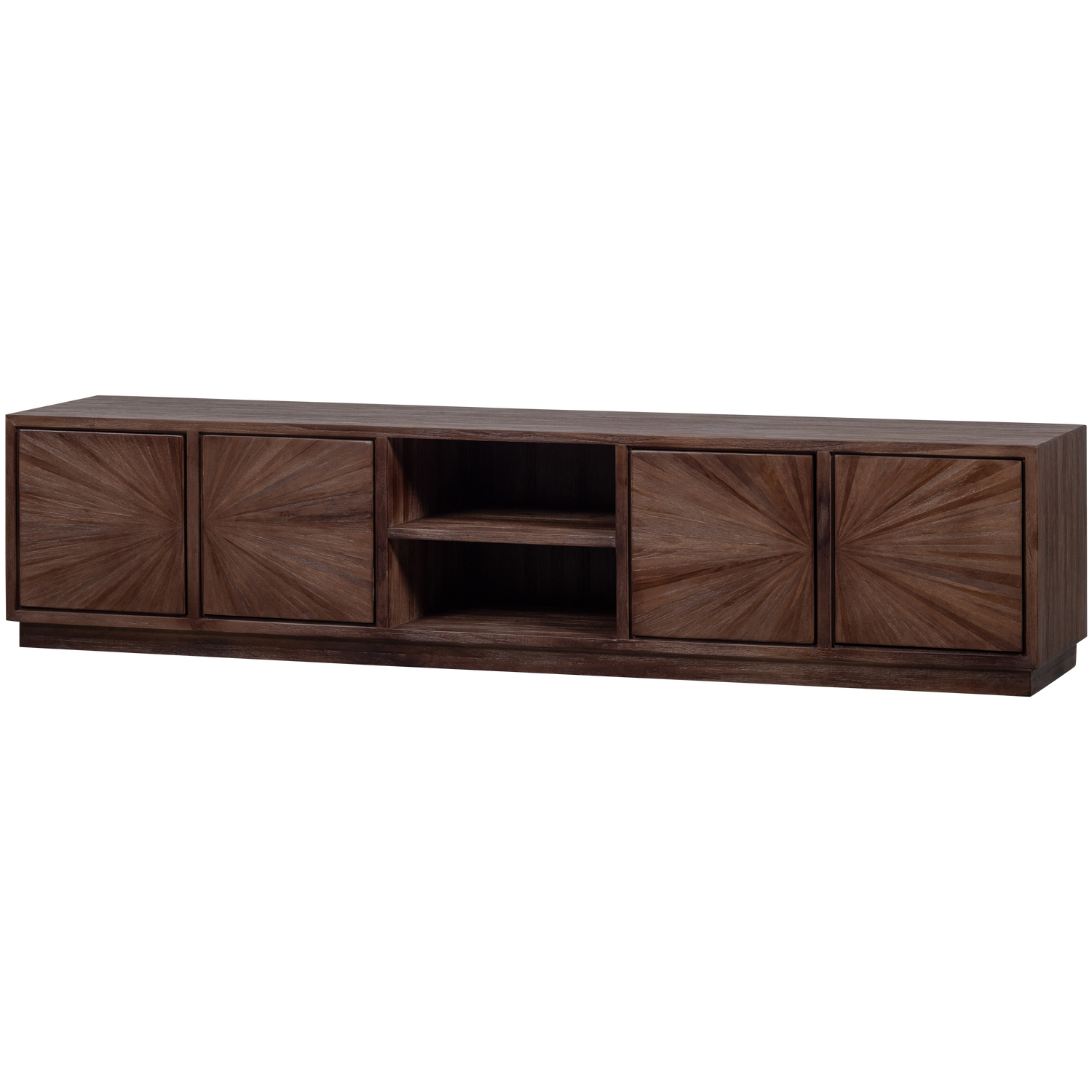 SUN TV UNIT WITH OPEN COMPARTMENT RECYCLED TEAK BROWN