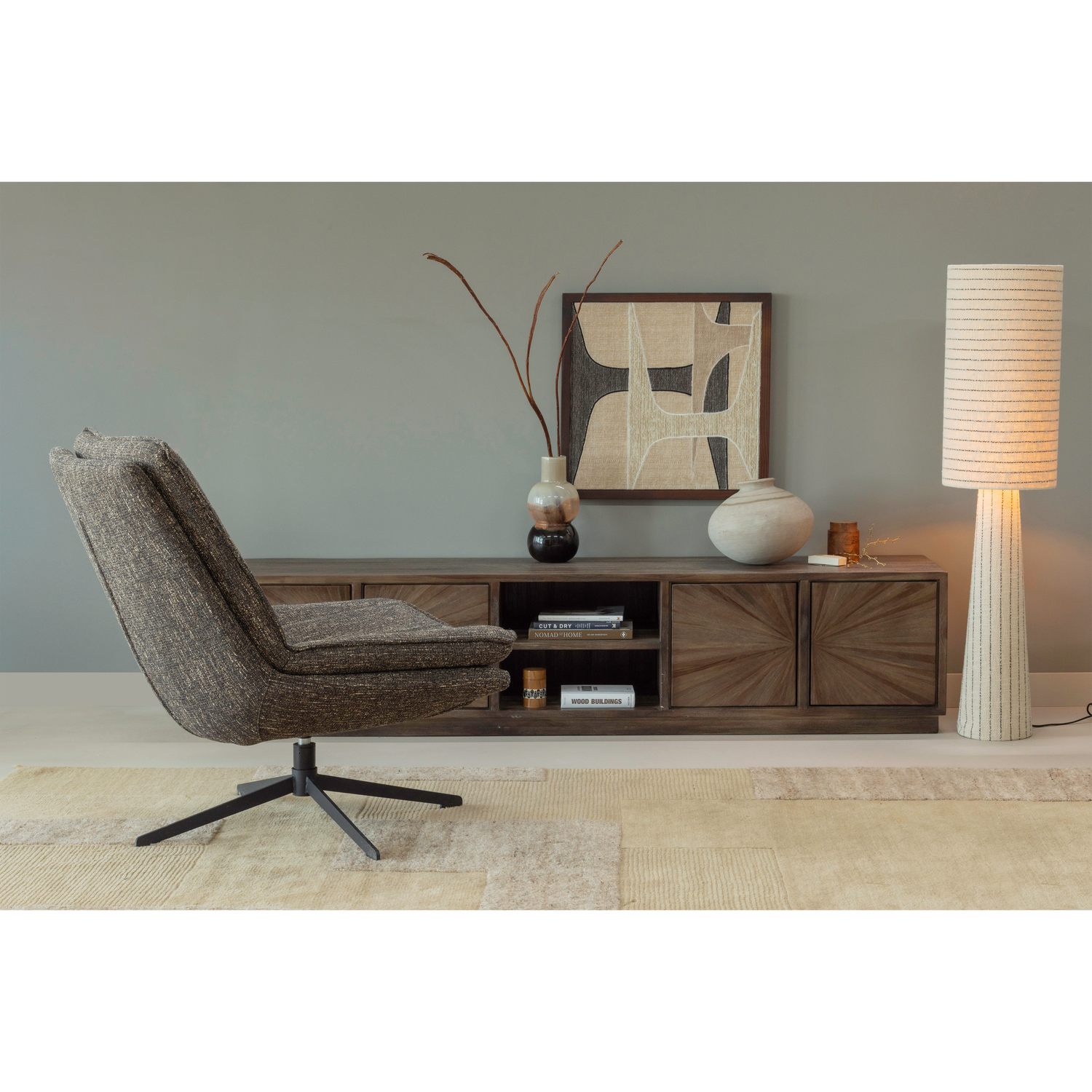 MILARO SWIVEL ARMCHAIR NATURAL MELANGE