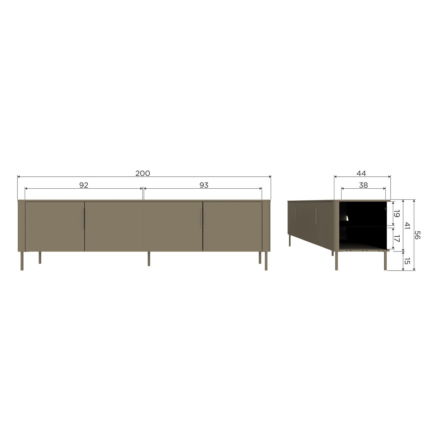 GUNNAR TV UNIT 154CM PINE MATTE BLACK [fsc]