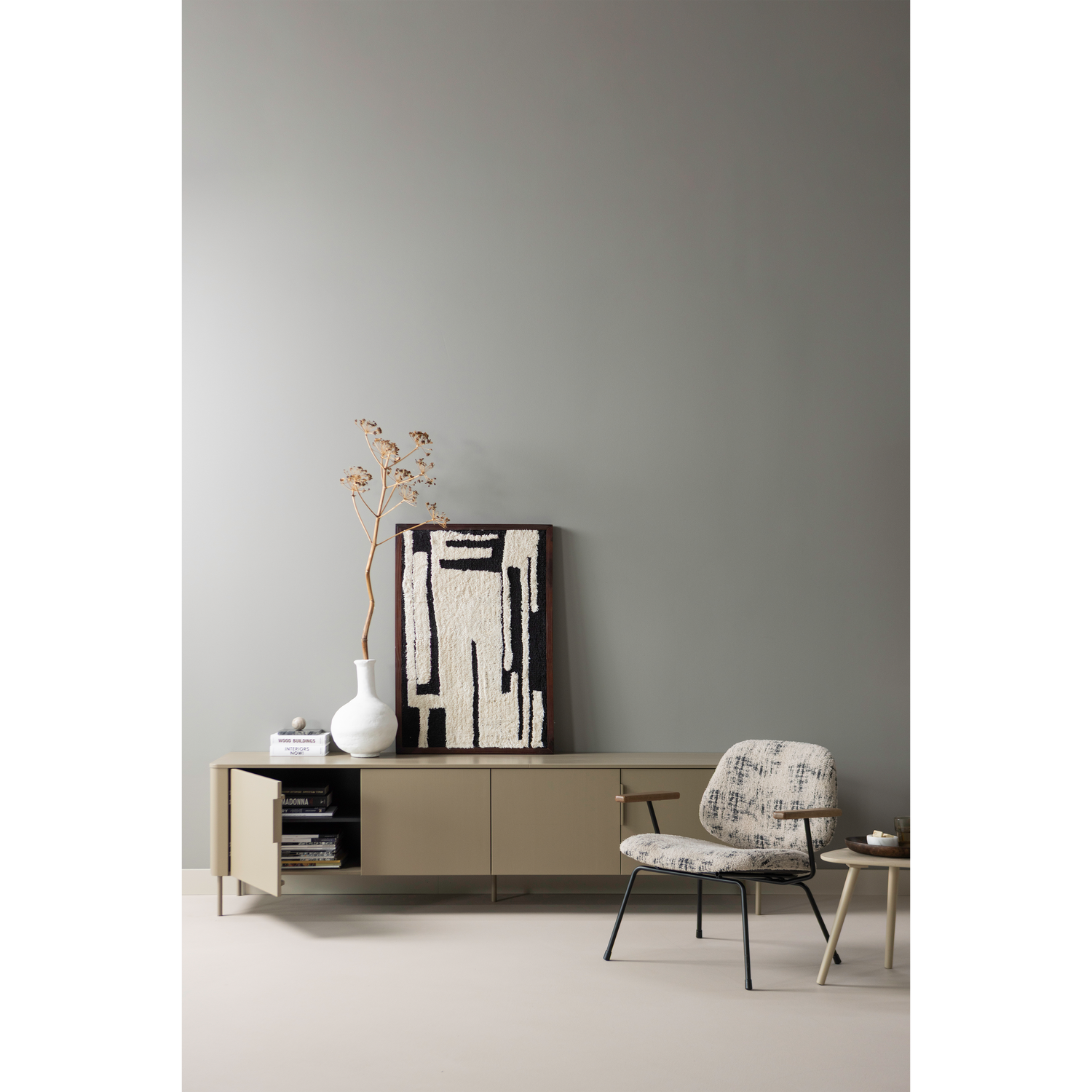 AURE ARMCHAIR CHENILLE BEIGE/BLACK