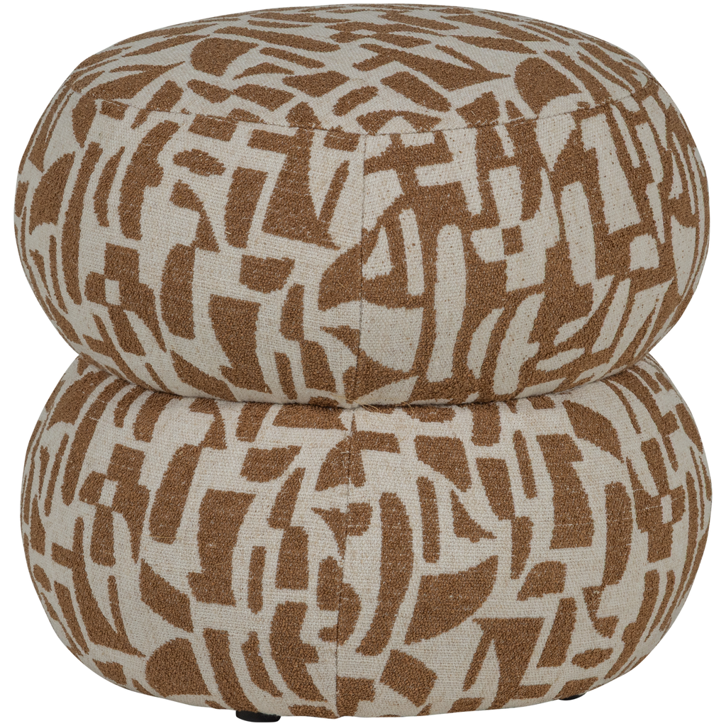 ANIC POUF WITH GRAPHIC PATTERN BROWN