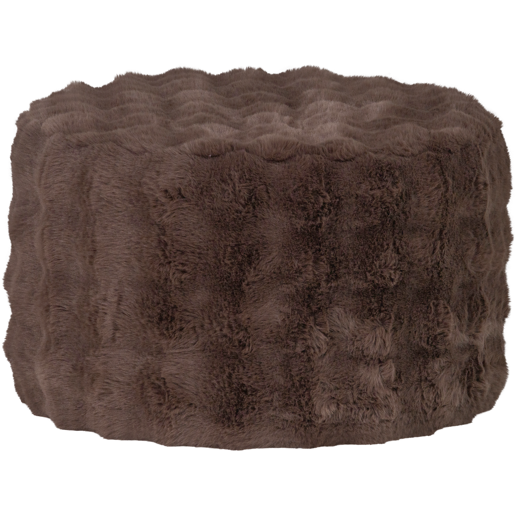 OLVEN POUF LOW FLUFFY FABRIC BROWN