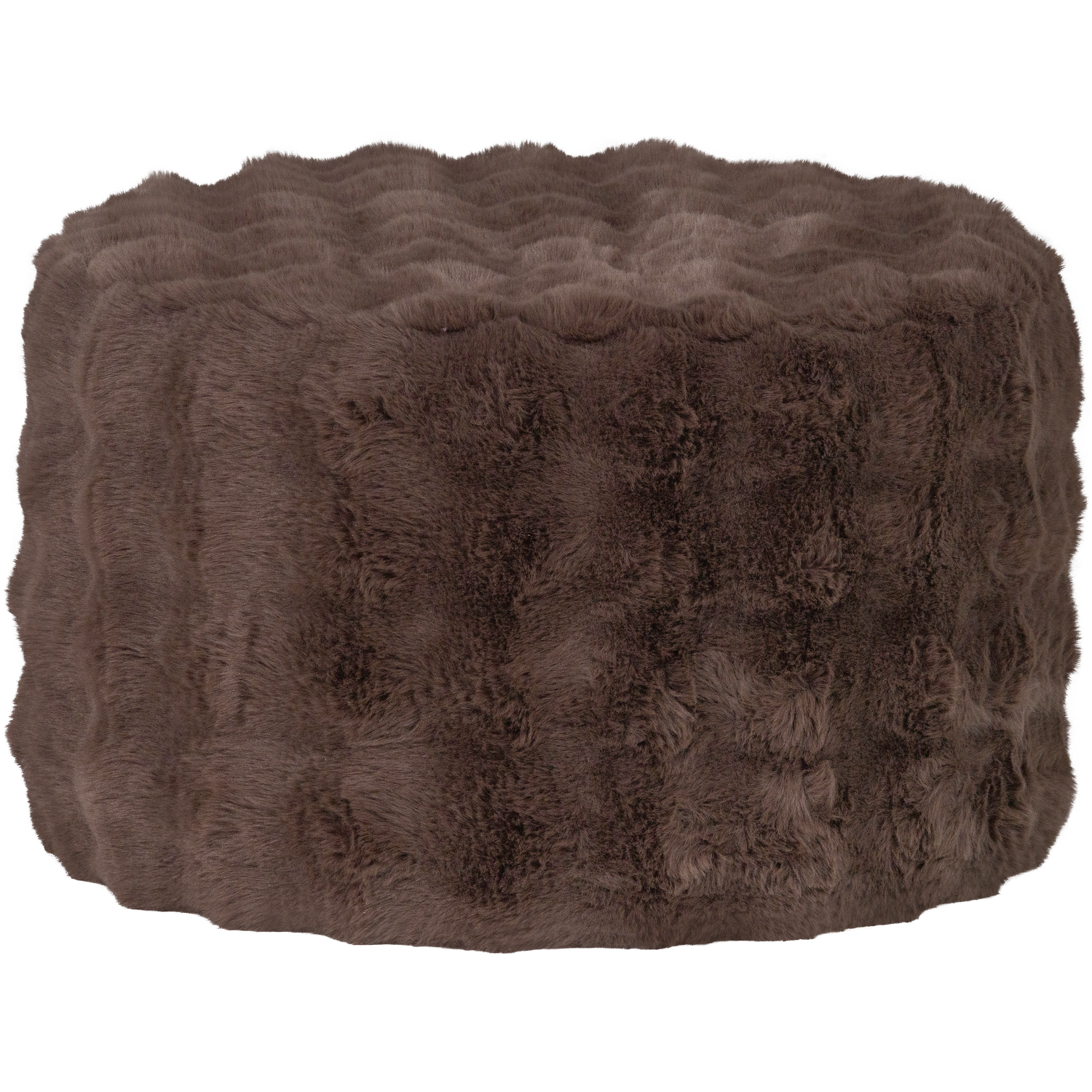 OLVEN POUF LOW FLUFFY FABRIC BROWN
