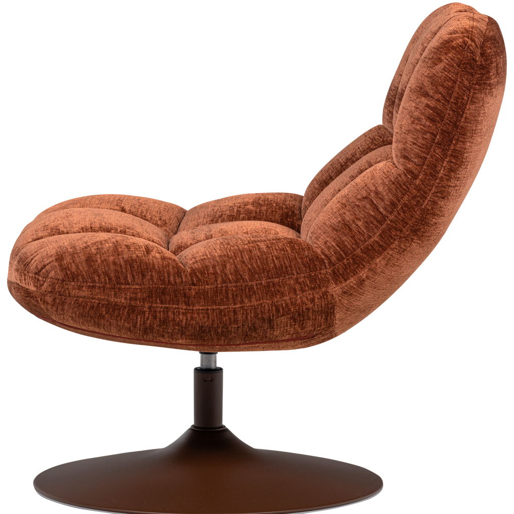ELVI SWIVEL ARMCHAIR CHENILLE TEXTURED RUST BROWN