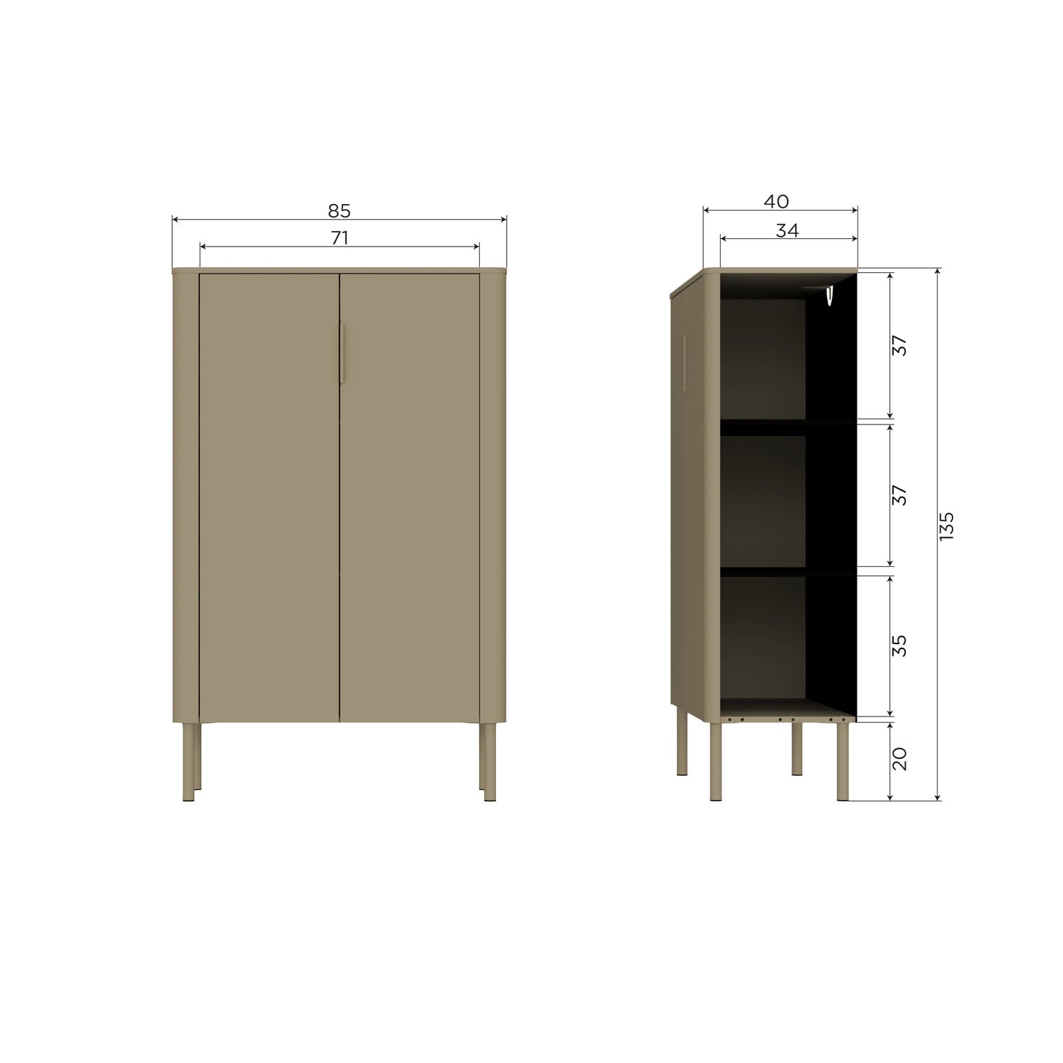 GUNNAR 2-DOORS CABINET PINE MUD [fsc]