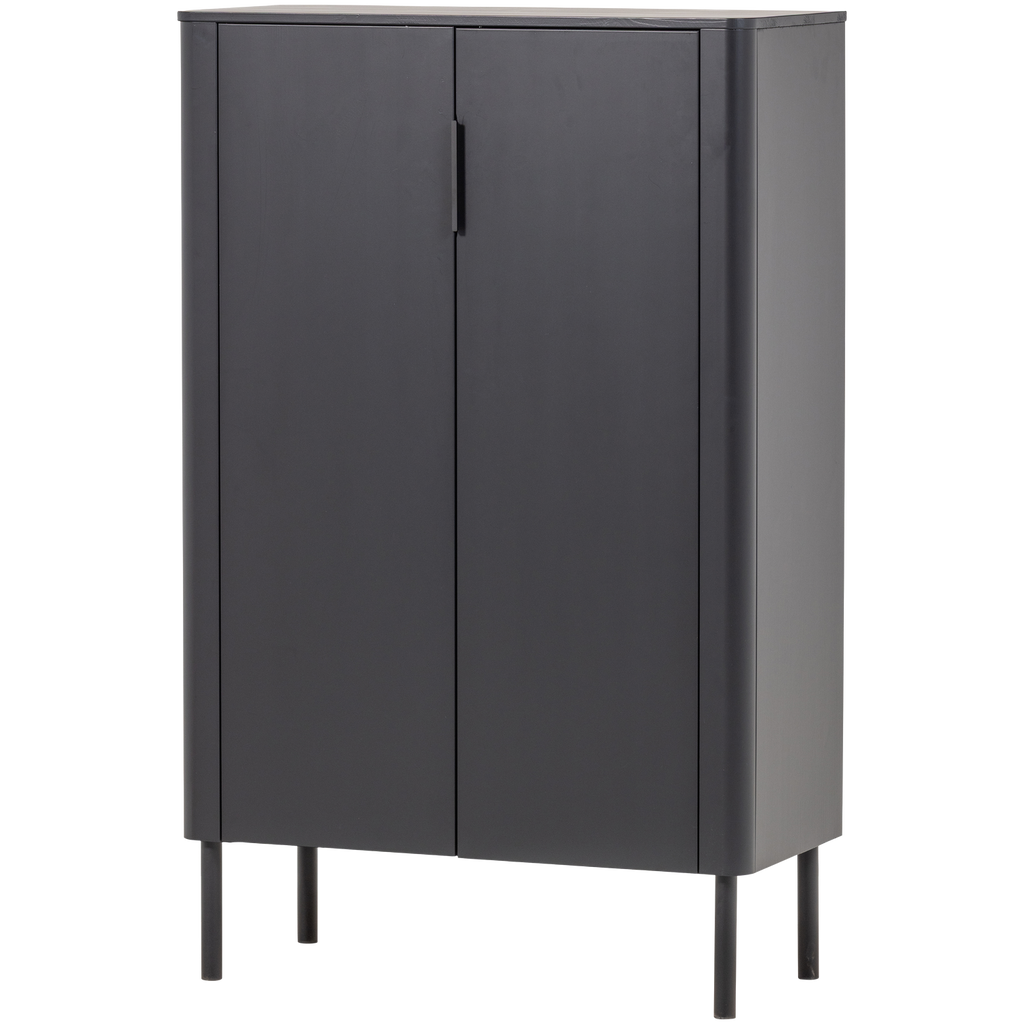 GUNNAR 2-DOORS CABINET PINE MATT BLACK [fsc]