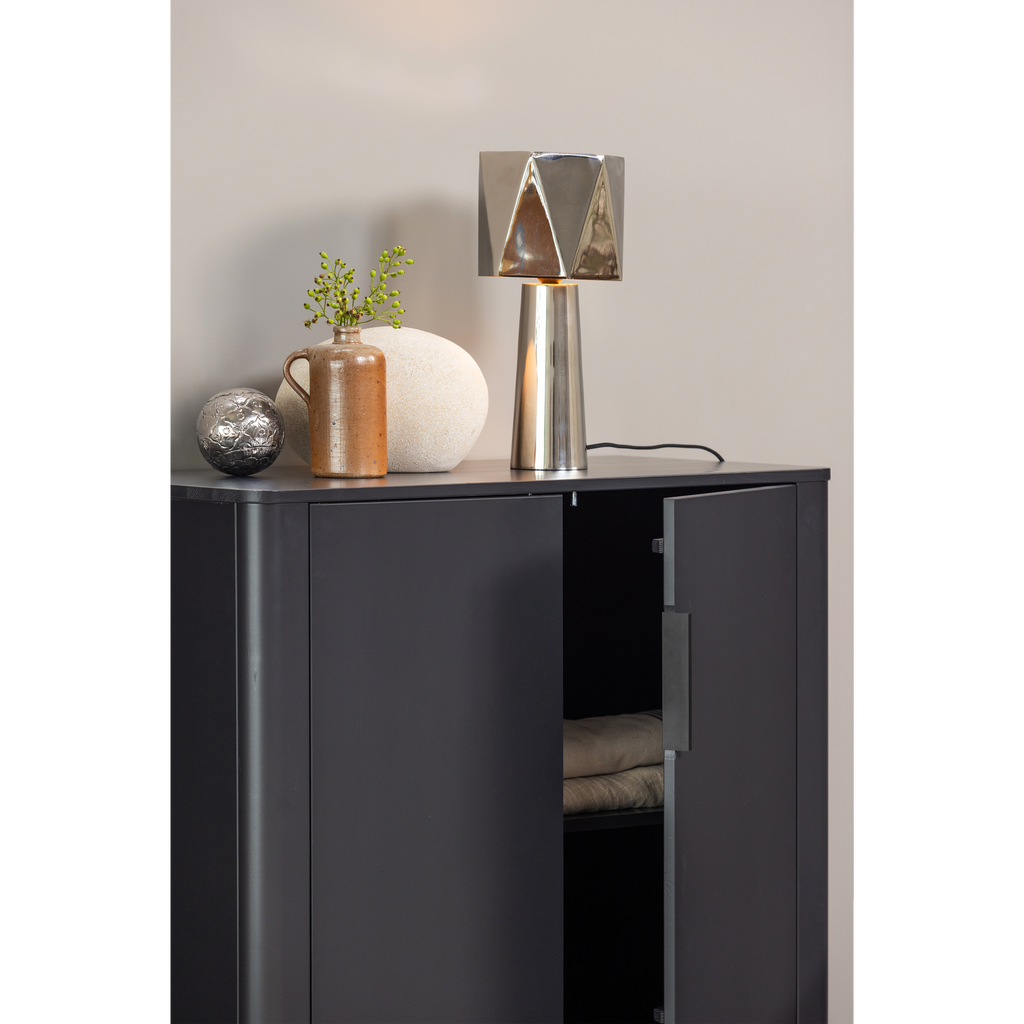 GUNNAR 2-DOORS CABINET PINE MATT BLACK [fsc]