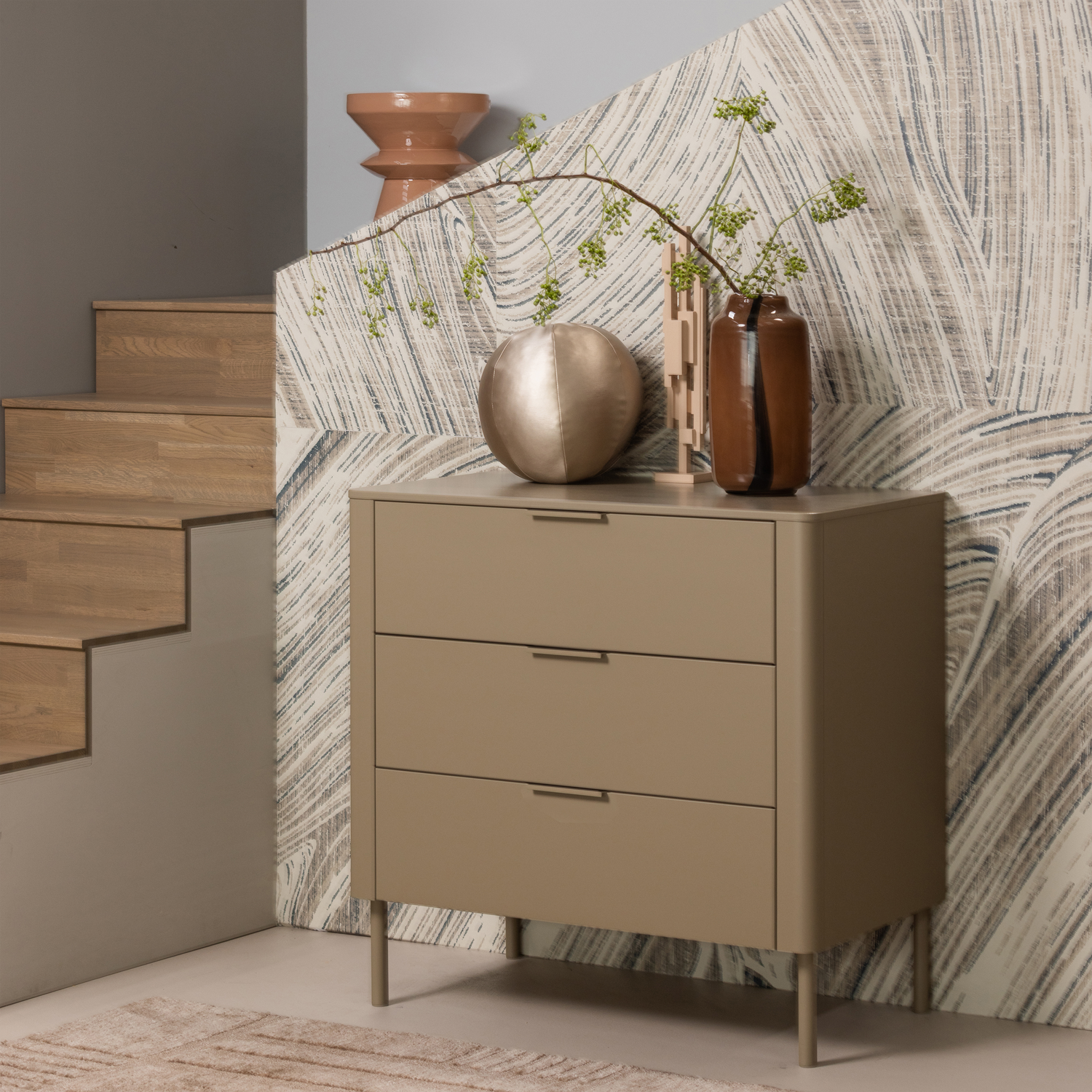 GUNNAR CABINET WITH DRAWERS PINE MUD [fsc]