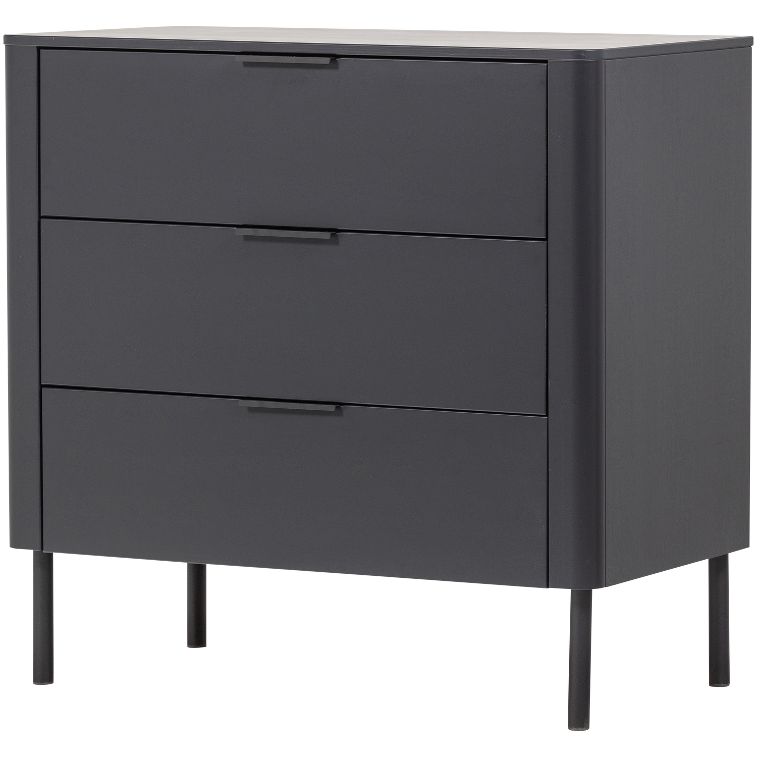 GUNNAR CABINET WITH DRAWERS PINE MATT BLACK [fsc]