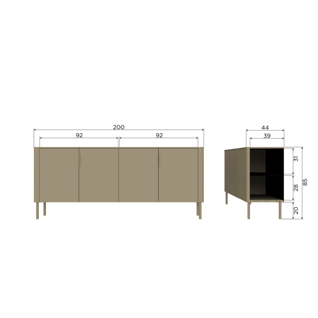 GUNNAR SIDEBOARD 200 CM PINE MATT BLACK [fsc]